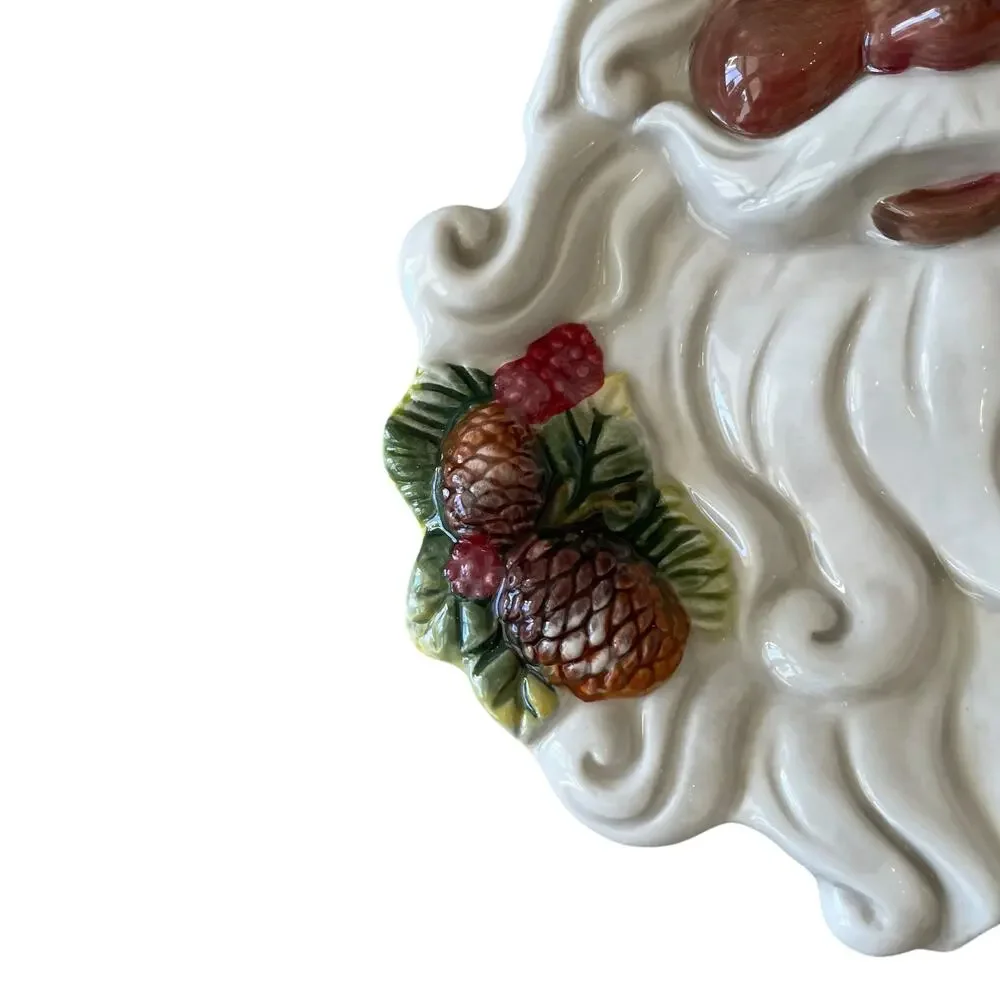 Corner Ruby Ceramic Santa Plate 8x9 Christmas Holiday Decor NEW